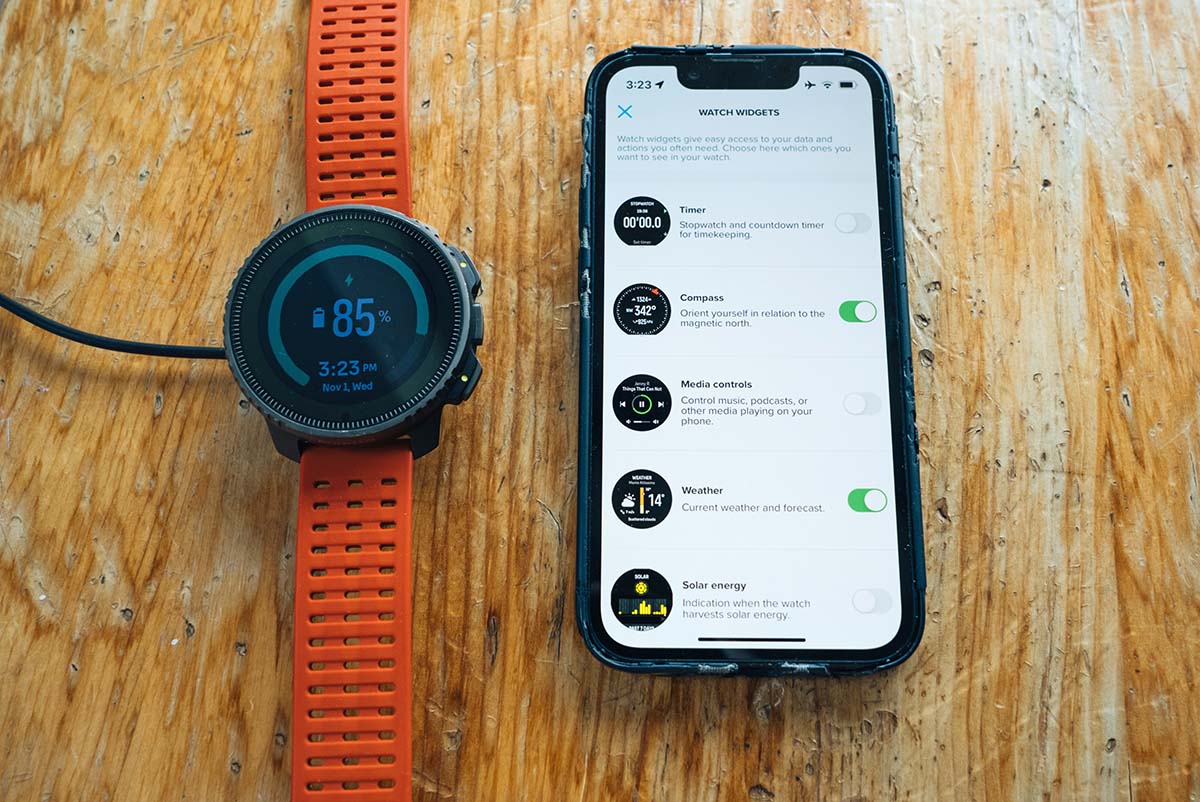 Choosing watch widgets (Suunto Vertical Titanium Solar)